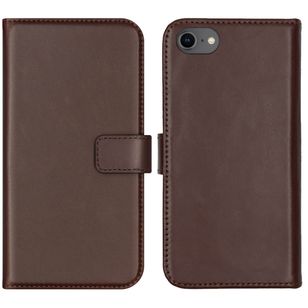 Selencia Echt Lederen Bookcase Apple iPhone SE (2022 / 2020) / 8 / 7 / 6(s) - Bruin