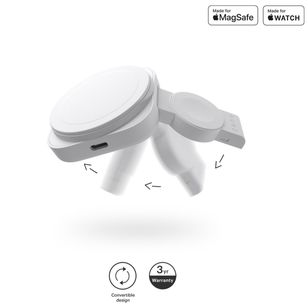 Zens Reislader 2-in-1 - MagSafe + Apple Watch - Wit