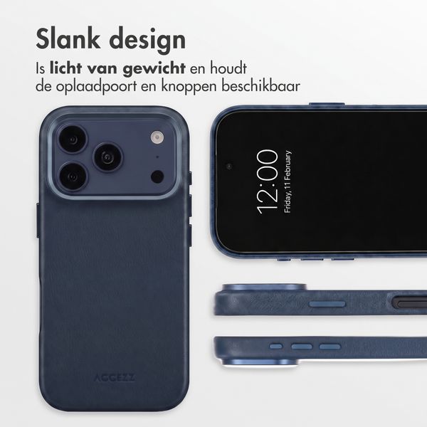 Accezz MagSafe Leather Backcover Apple iPhone 18 Pro / 17 Pro - Nightfall Blue