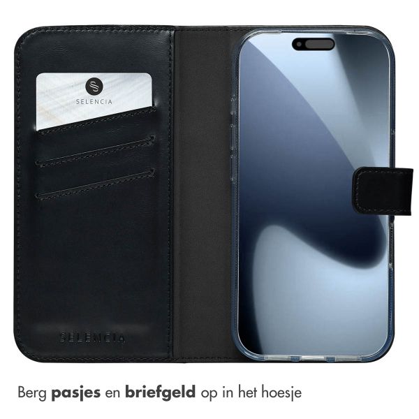 Selencia Echt Leren Bookcase Apple iPhone 17 Pro - Black