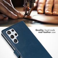 Selencia Echt Leren Bookcase Samsung Galaxy S22 Ultra - Blauw