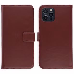 Selencia Echt Leren Bookcase Apple iPhone 12 (Pro) - Burgundy