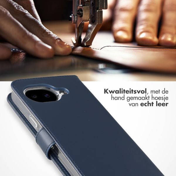 Selencia Echt Leren Bookcase Google Pixel 10a - Donkerblauw