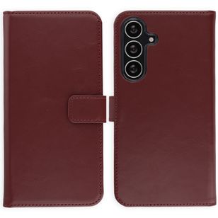 Selencia Echt Leren Bookcase Samsung Galaxy S25 FE - Burgundy