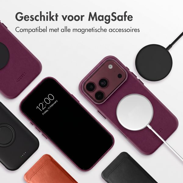 Accezz MagSafe Leather Backcover Apple iPhone 18 Pro / 17 Pro - Heath Purple