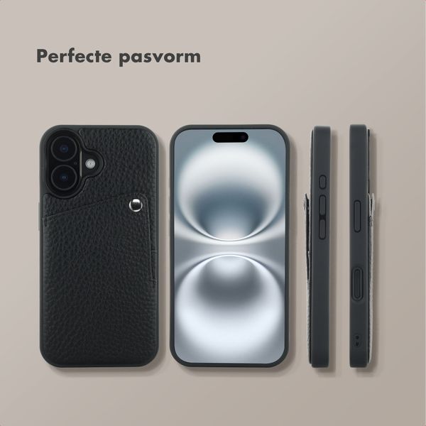 Selencia Riva Backcover met Pashouder Apple iPhone 16 - Zwart