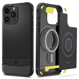 Spigen Rugged Armor Backcover MagSafe iPhone 15 Pro Max - Zwart