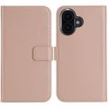 Selencia Echt Lederen Bookcase iPhone 16 - Dusty Pink