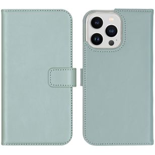 Selencia Echt Lederen Bookcase Apple iPhone 14 Pro Max - Air Blue