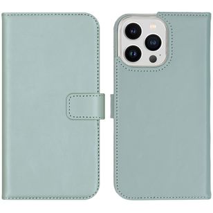 Selencia Echt Lederen Bookcase iPhone 14 Pro Max - Air Blue