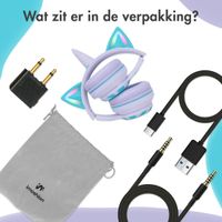 imoshion Draadloze Kinderkoptelefoon Unicorn LED Light - Decibelbegrenzer - Met AUX kabel - Lavender Lilac / Soft Blue