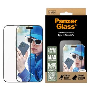 PanzerGlass Screenprotector Aluminium Frame Ultra Wide Fit met applicator iPhone 16 Pro