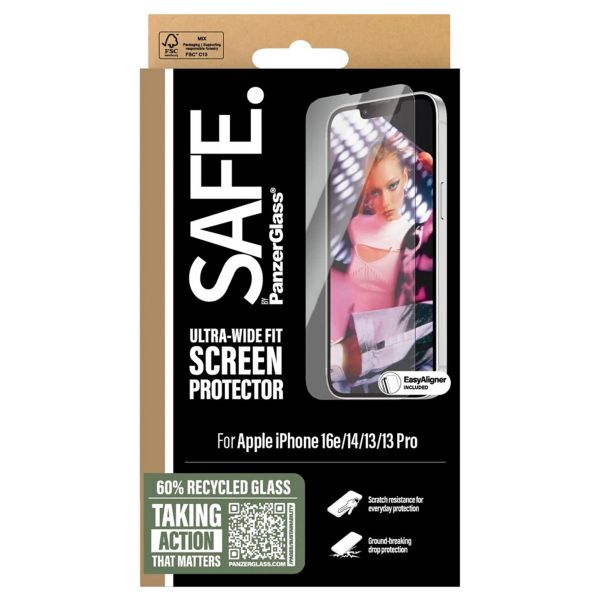 SAFE by PanzerGlass Ultra-Wide Fit Screenprotector incl. applicator iPhone 13 / 13 Pro / 14 / 16e