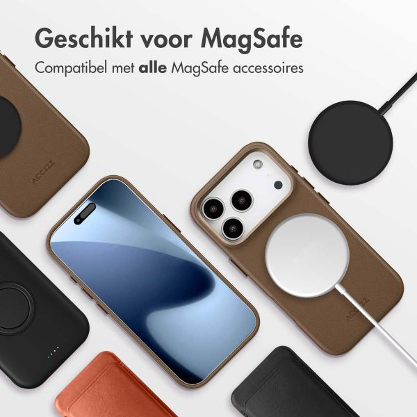 Accezz MagSafe Leather Backcover Apple iPhone 17 Pro - Coffee