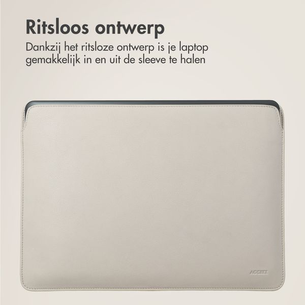 Accezz Leather Laptop hoes Apple MacBook 13 inch - Laptopsleeve - Beige