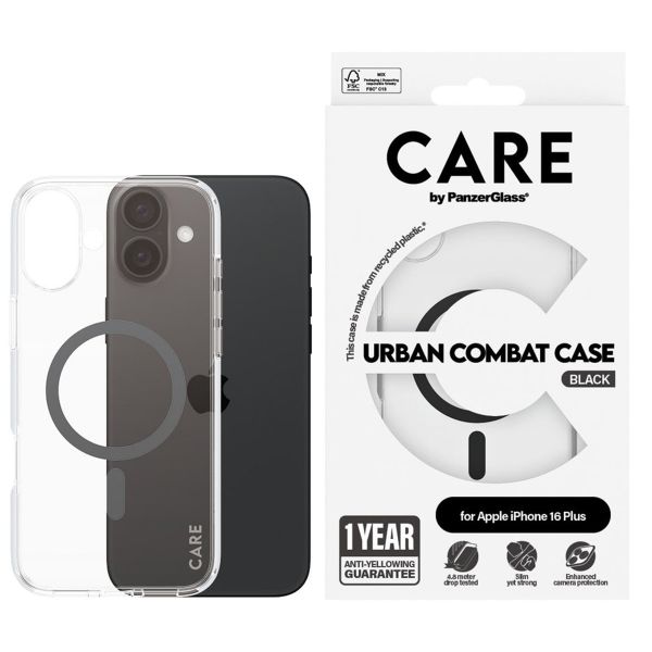 CARE by PanzerGlass Urban Combat Case MagSafe iPhone 16 Plus- Transparant / Blauw