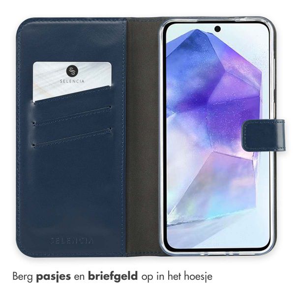 Selencia Echt Lederen Bookcase Samsung Galaxy A36  - Blauw