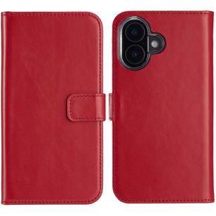 Selencia Echt Lederen Bookcase Apple iPhone 16 - Rood