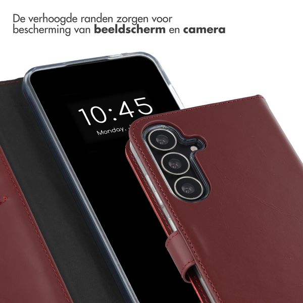 Selencia Echt Leren Bookcase Samsung Galaxy S25 FE - Burgundy