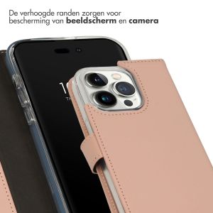 Selencia Echt Lederen Bookcase iPhone 14 Pro - Dusty Pink