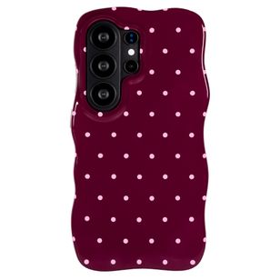 Selencia Vivid Wavy Backcover met MagSafe Samsung Galaxy S26 Ultra - Happy Dots Burgundy