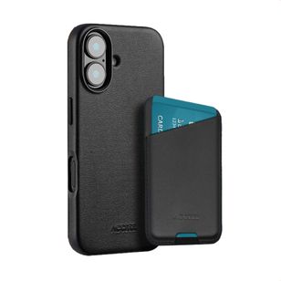 Accezz Echt leren hoesje + MagSafe Wallet Apple iPhone 16 - Onyx Black