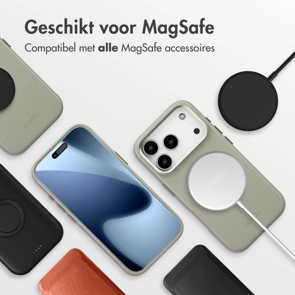 Accezz MagSafe Leather Backcover Apple iPhone 17 Pro - Lichtgrijs