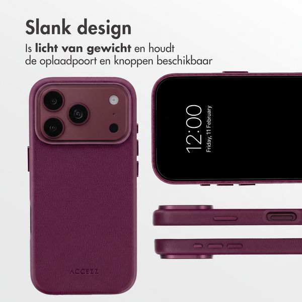 Accezz MagSafe Leather Backcover Apple iPhone 18 Pro / 17 Pro - Heath Purple