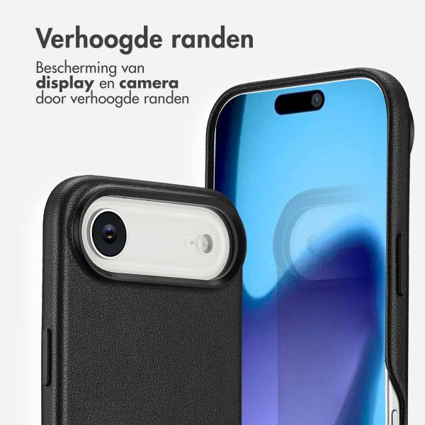 Accezz Accezz iPhone Air Echt Leren hoesje inclusief MagSafe Wallet - Onyx Black
