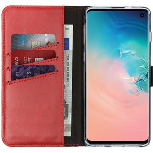 Selencia Echt Lederen Bookcase Samsung Galaxy S10 - Rood