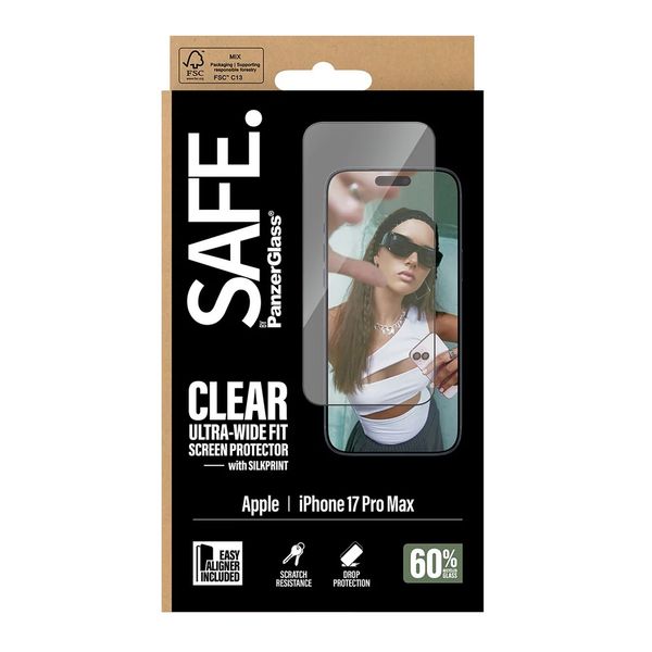 SAFE by PanzerGlass Ultra-Wide Fit Screenprotector met EasyAligner Apple iPhone 17 Pro Max
