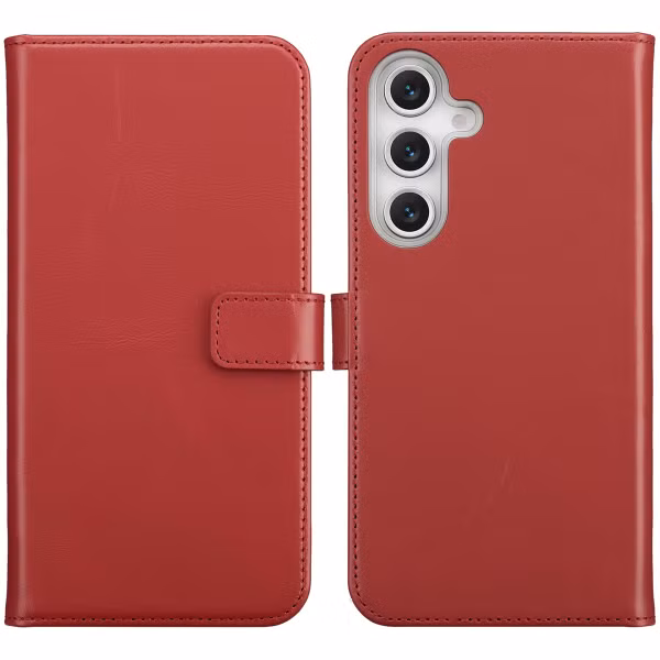 Selencia Echt Leren Bookcase Samsung Galaxy S25 FE - Rood