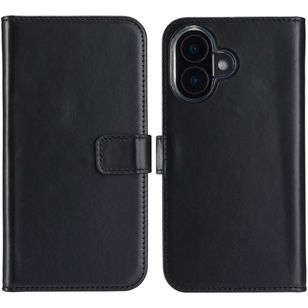 Selencia Echt Lederen Bookcase Apple iPhone 16 - Zwart