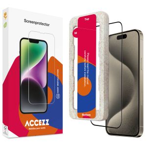 Accezz Gehard Glas Full Cover Screenprotector met applicator iPhone 15 Pro - Transparant