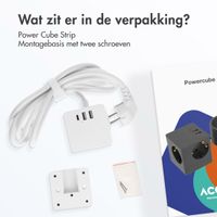 Accezz PowerCube Strip | 6-in-1 - 1x USB-C + 2x USB-A + 3x stopcontact - 4000 watt - Wit