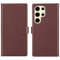 Selencia Echt Leren Bookcase Samsung Galaxy S25 Ultra - Donkerbruin