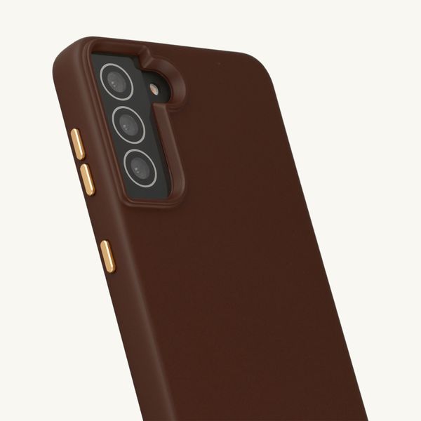 Selencia Rivièra MagSafe Backcover met afneembare haakjes Samsung Galaxy S21 - Choco Brown