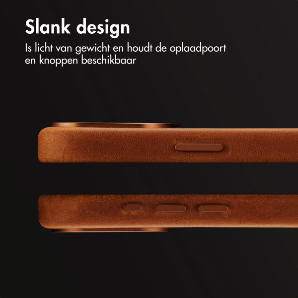 Accezz Vintage Leather Magsafe Backcover iPhone 15 Pro - Tabacco Cognac