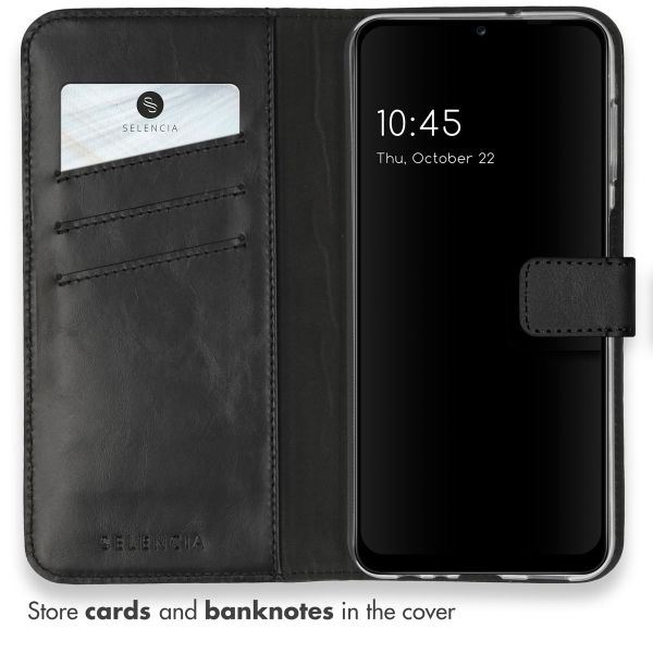 Selencia Echt Leren Bookcase Samsung Galaxy A13 (4G) - Zwart
