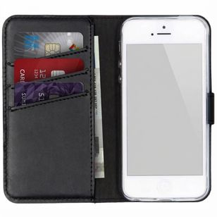 Selencia Echt Leren Bookcase Apple iPhone SE (2016) / 5 / 5s - Zwart