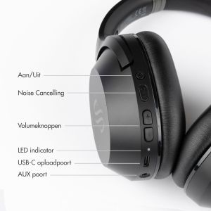 Selencia Urban Play Bluetooth Headphones met Opbergcase - Draadloze koptelefoon Over-Ear - met Active Noise Cancelling - Midnight Black