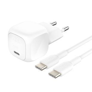 Belkin BoostCharge Compacte USB-C oplader 20W met USB-C naar USB-C kabel - 1 meter - Wit