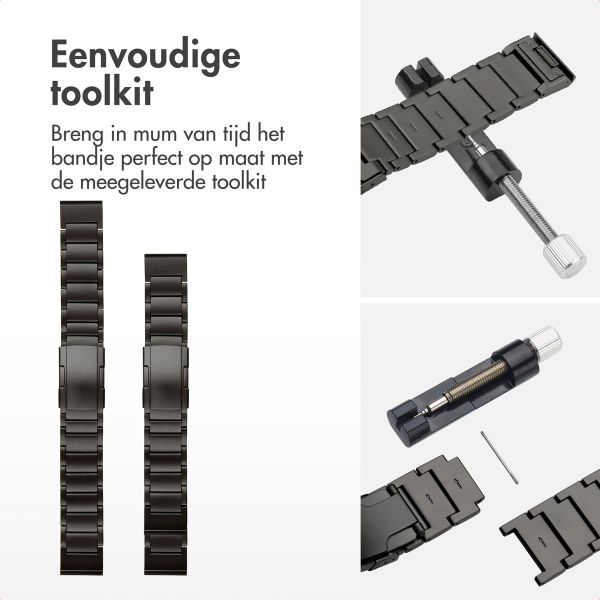 Accezz Mat Titanium bandje voor de Garmin Quickfit 22mm - Zwart