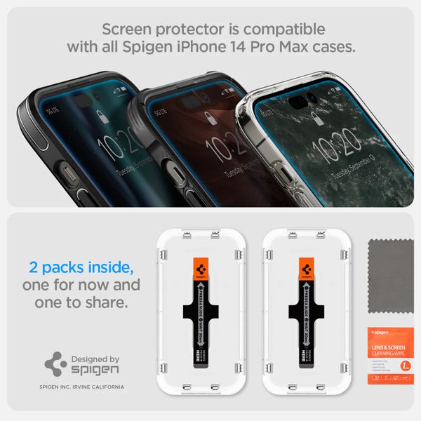 Spigen GLAStR EZ Fit Screenprotector + Applicator 2-pack Apple iPhone 14 Pro Max
