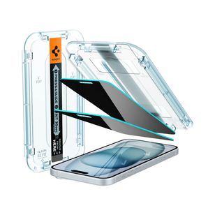 Spigen GLAStR Privacy EZ Fit Screenprotector + Applicator Apple iPhone 15 Plus