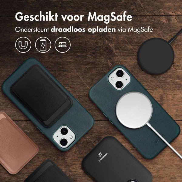 Accezz Vintage Leather Magsafe Backcover iPhone 13 - Smokey Green