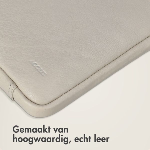 Accezz Leather Laptop hoes met rits 15-16 inch - Laptopsleeve - Beige