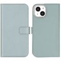 Selencia Echt Lederen Bookcase iPhone 14 - Air Blue