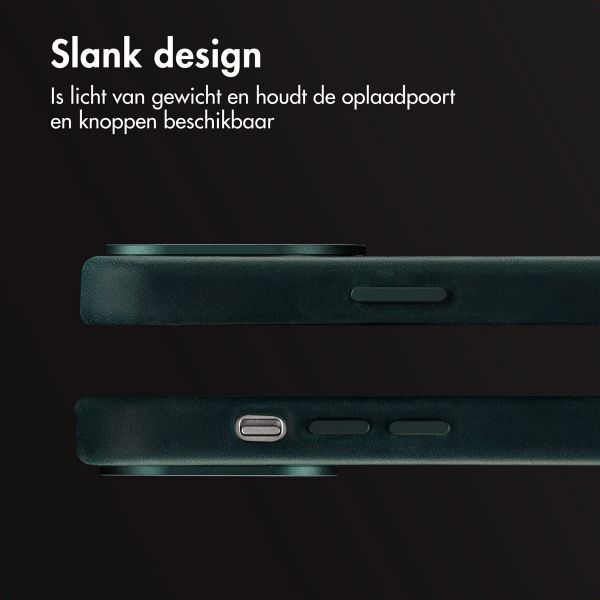 Accezz Vintage Leather Magsafe Backcover iPhone 14 Pro - Smokey Green