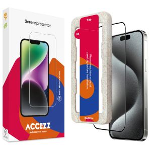 Accezz Gehard Glas Full Cover Screenprotector met applicator iPhone 15 Pro Max - Transparant